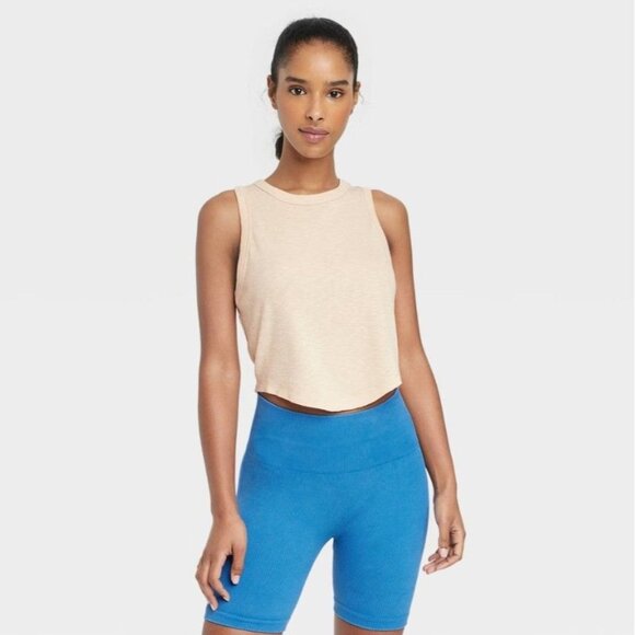 Joy Lab Womens Cropped Fit Cami Tank Top Beige Size Large - Picture 1 of 3